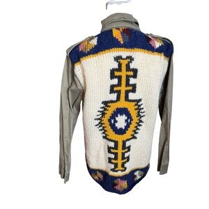 Daughters of the Liberation Anthropologie Military Jacket Knit Aztec Back Small